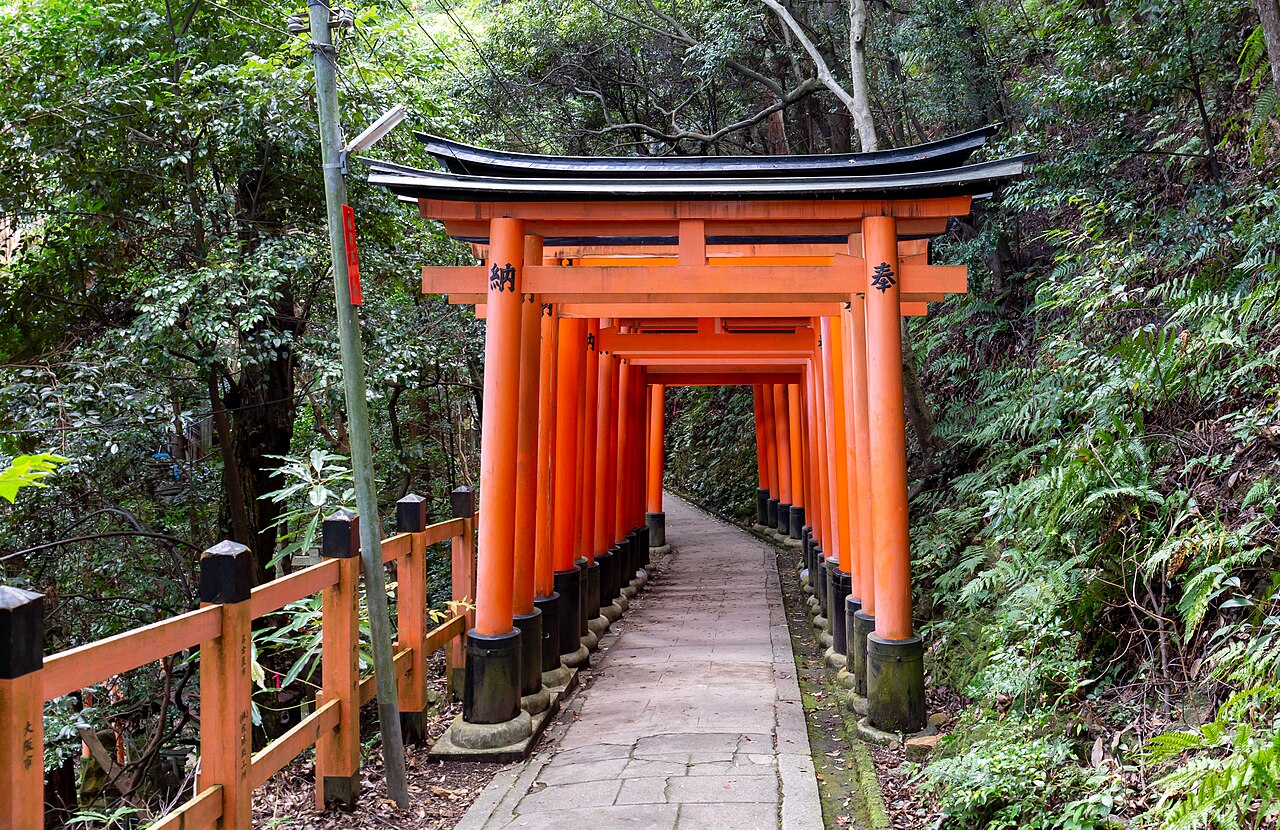 Rows of vermilion torii gates at Fushimi Inari-taisha