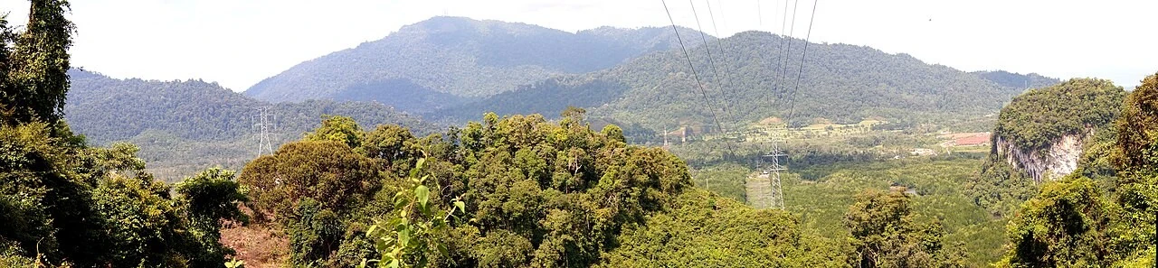 Hutan dan bukit dilihat dari Gunung Raya.