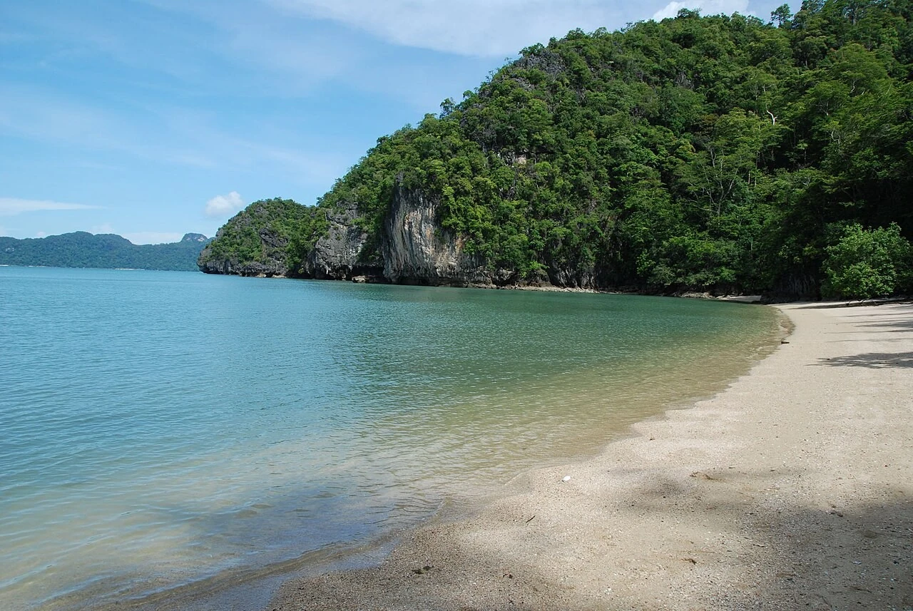 Pesisir Tanjung Rhu dan pulau batu kapurnya.