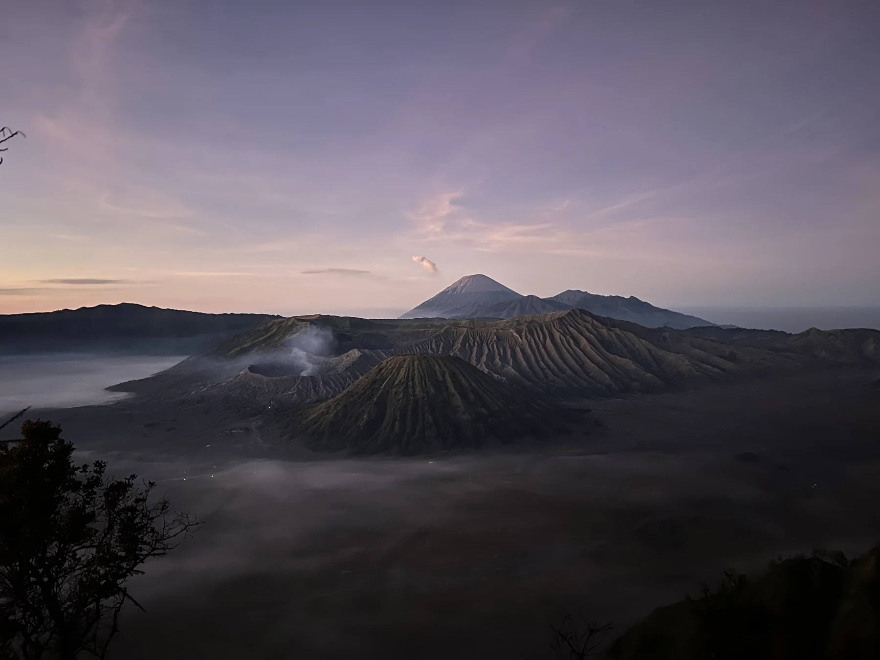 Early morning light over the Bromo landscape.